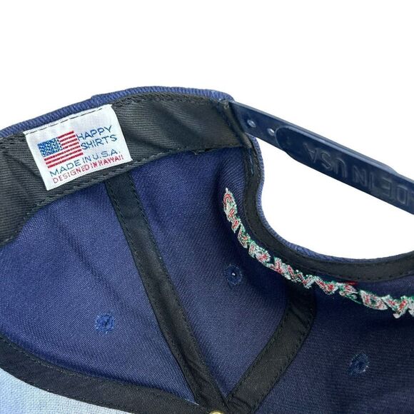 VTG Aloha Bowl Hat Hawaii Jeep Christmas‎ Day Snap Back Twill 90s Blue Ball Cap - Picture 5 of 5
